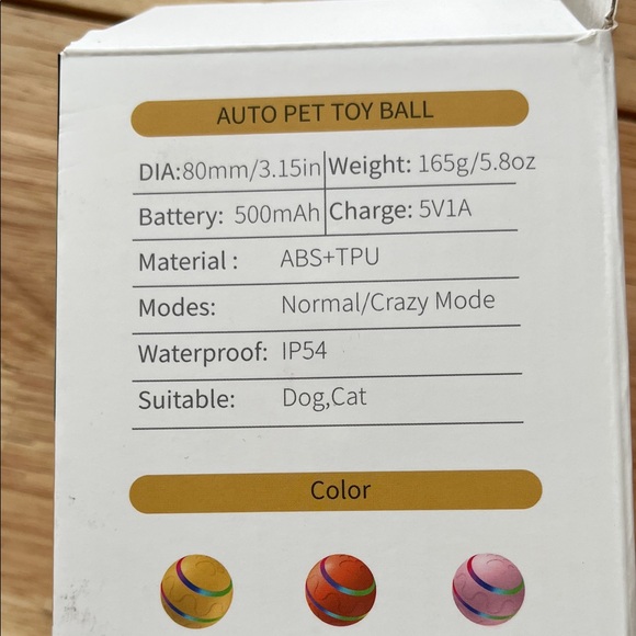 Auto Pet LED Toy Ball for Dogs - Brown and Multicolor - Picture 5 of 5